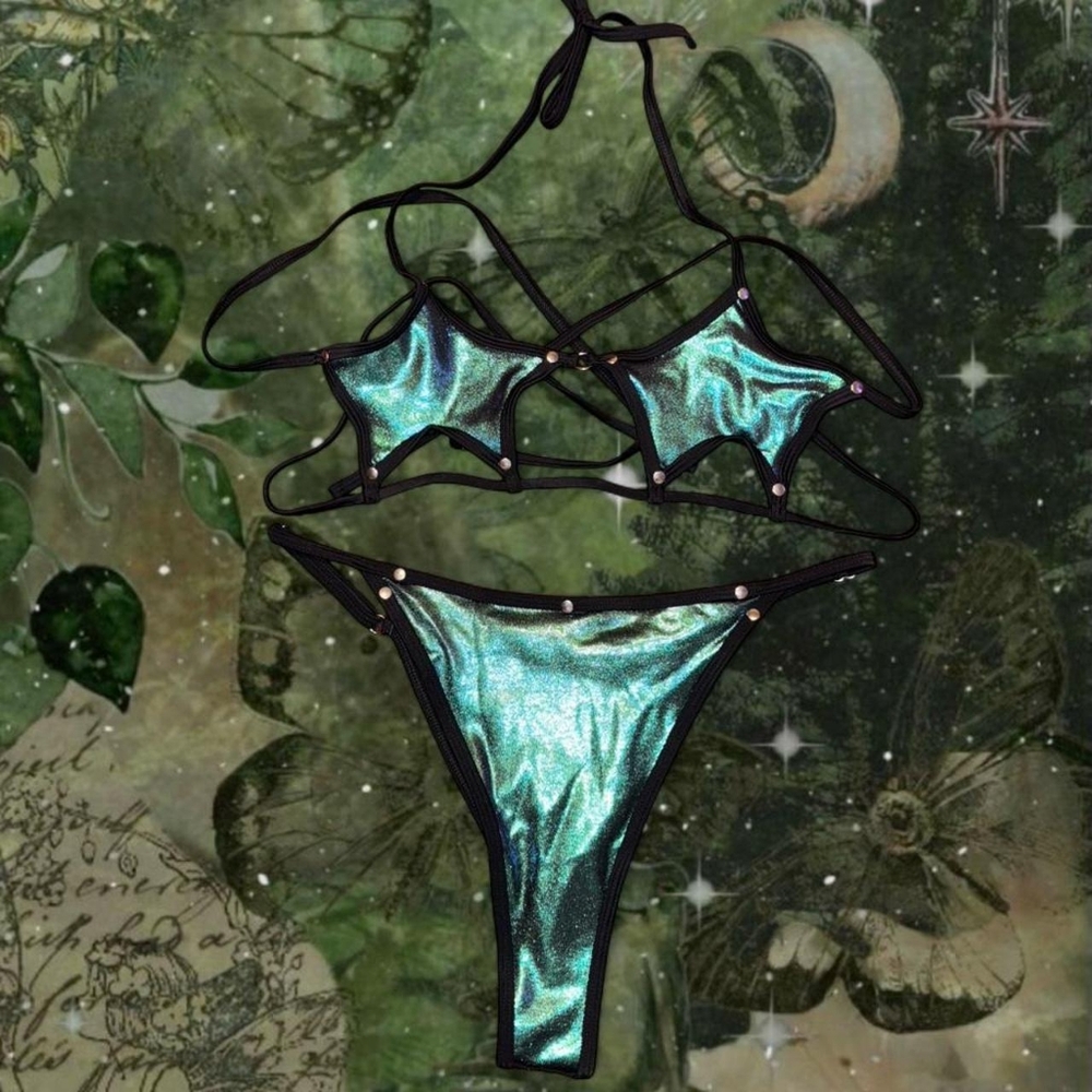 Iridescent Green Bikini Set